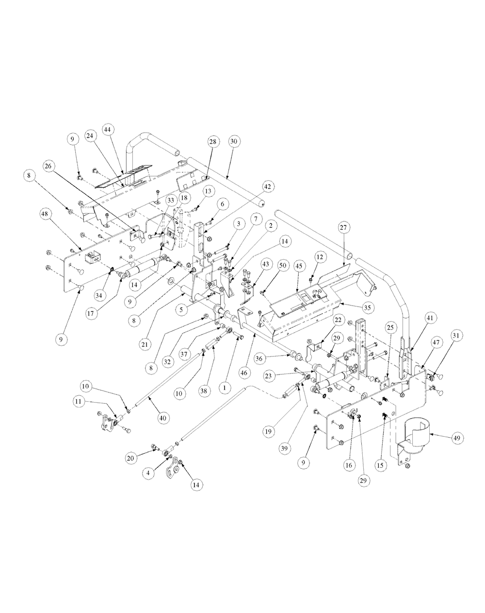 Control Assembly Diagram and Parts List for M48-KW 53CB5DAV750-19-HP-OHV Cub Cadet Lawn Tractor